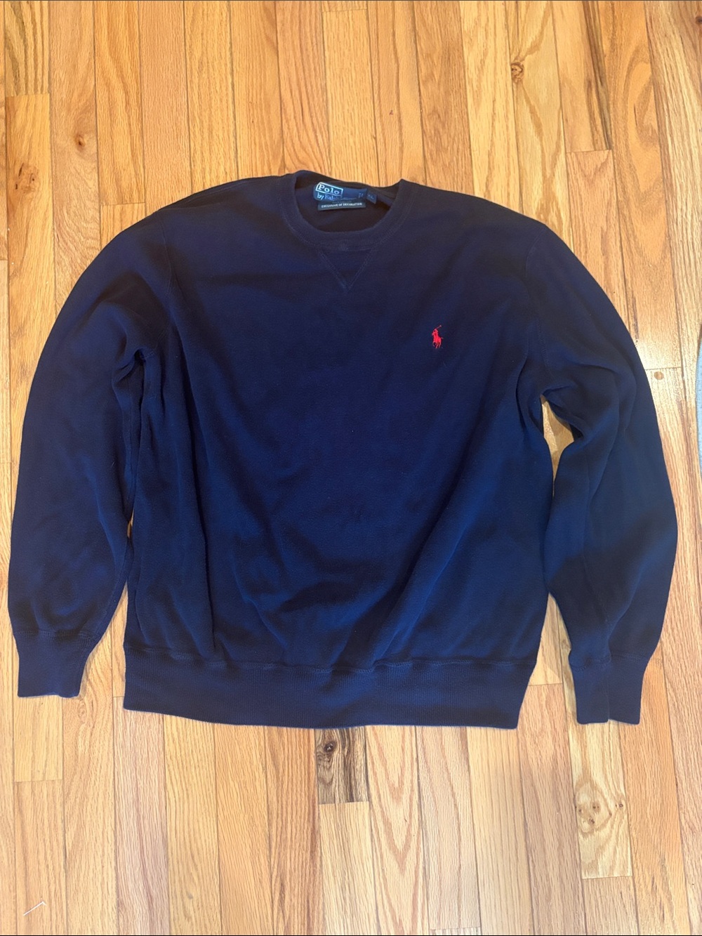 Ralph Lauren Navy Crewneck Sweater with Red Pony Logo